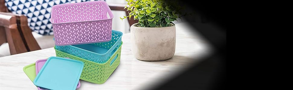 lidded storage basket