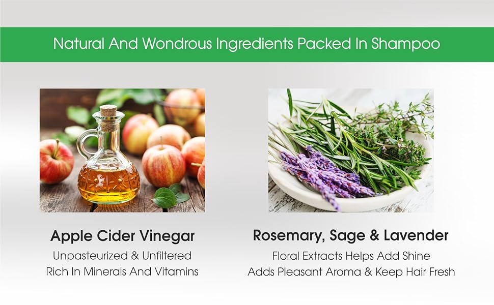 DrNATcURE Apple Cider Vinegar Shampoo Rosemary Sage and Lavender for Hair Growth and Anti-Dandruff