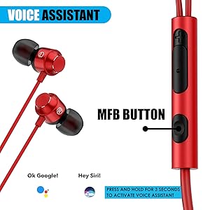 wired earphone with volume controller wired earphone with mfb wired earphone with google assistant