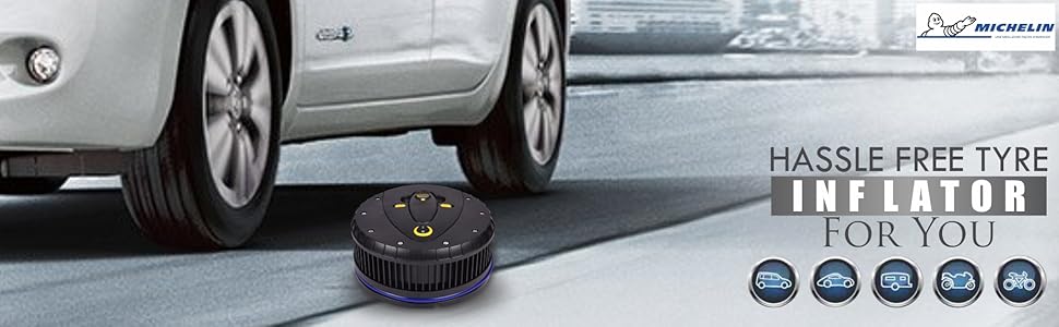 Michelin 12260 Hi-Power Tyre Inflator with Detachable Digital Tyre Pressure Gauge (Black).