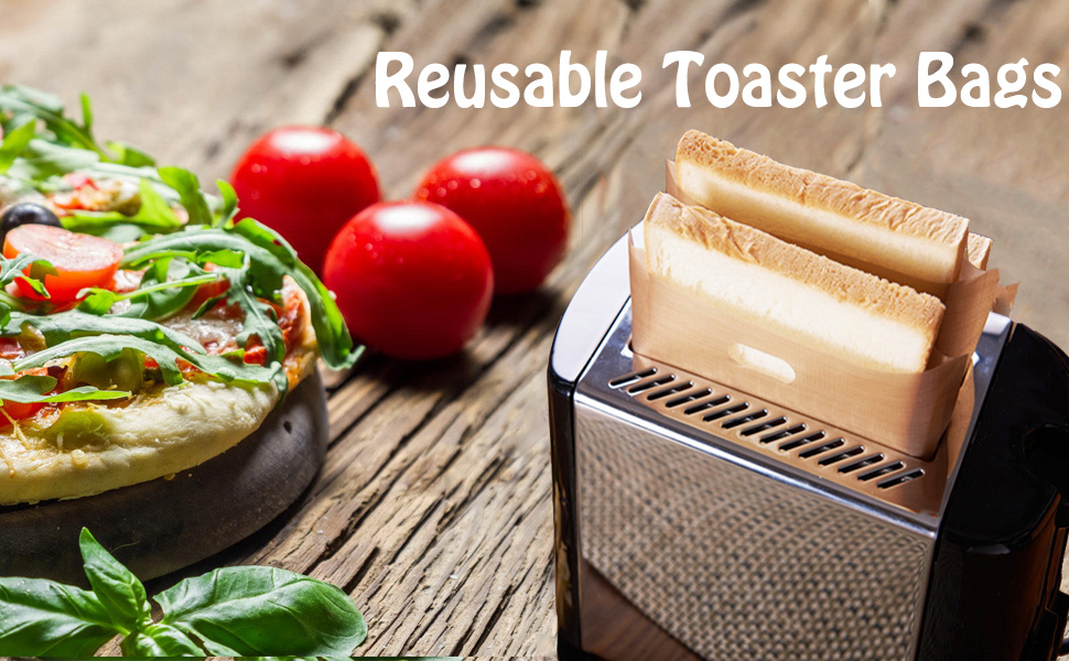15 Pcs Reusable Toaster Bags, Non Stick Heat Resistant, Toast Sandwich Pockets Toastabags