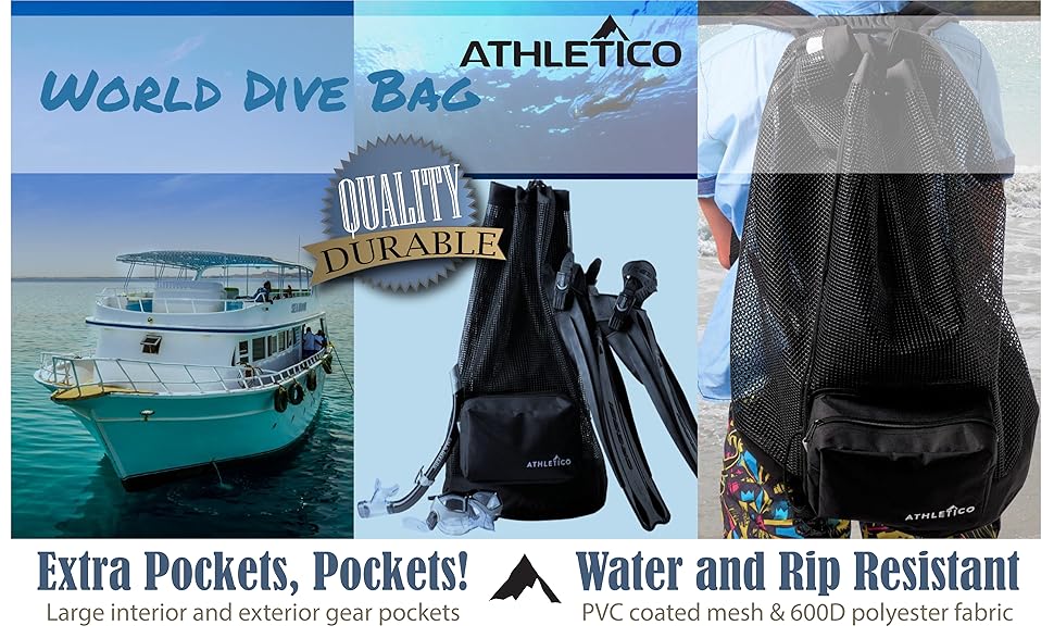Athletico Scuba Diving Bag Mesh Travel Backpack for Scuba Diving and