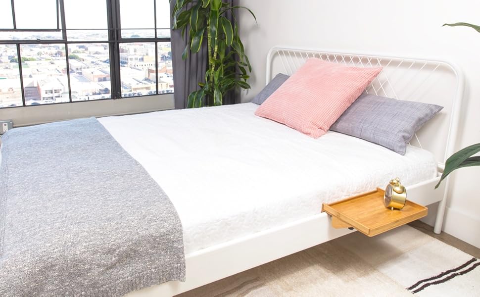 BedShelfie 3 Colors Premium Modern Bamboo Bedside Shelf Space