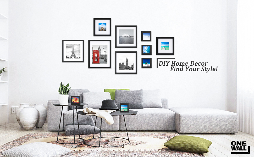 ONE WALL Tempered Glass 13x19 Poster Frame, Black Wood Photo Picture