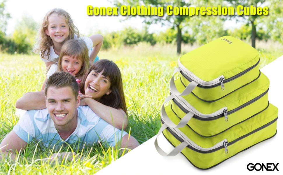 Set of 3 Gonex Packing Cubes, Clothing Compression Cube Extensible