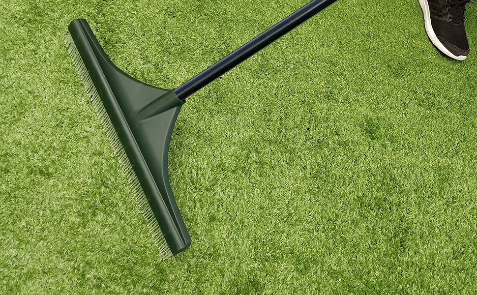 ORIENTOOLS Turf Rake, Ergonomic Adjustable Lightweight Steel Handle