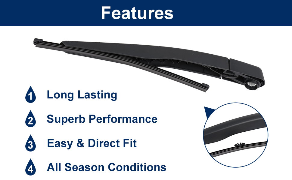 X AUTOHAUX Rear Windshield Wiper Blade Arm Set Replacement for Ford