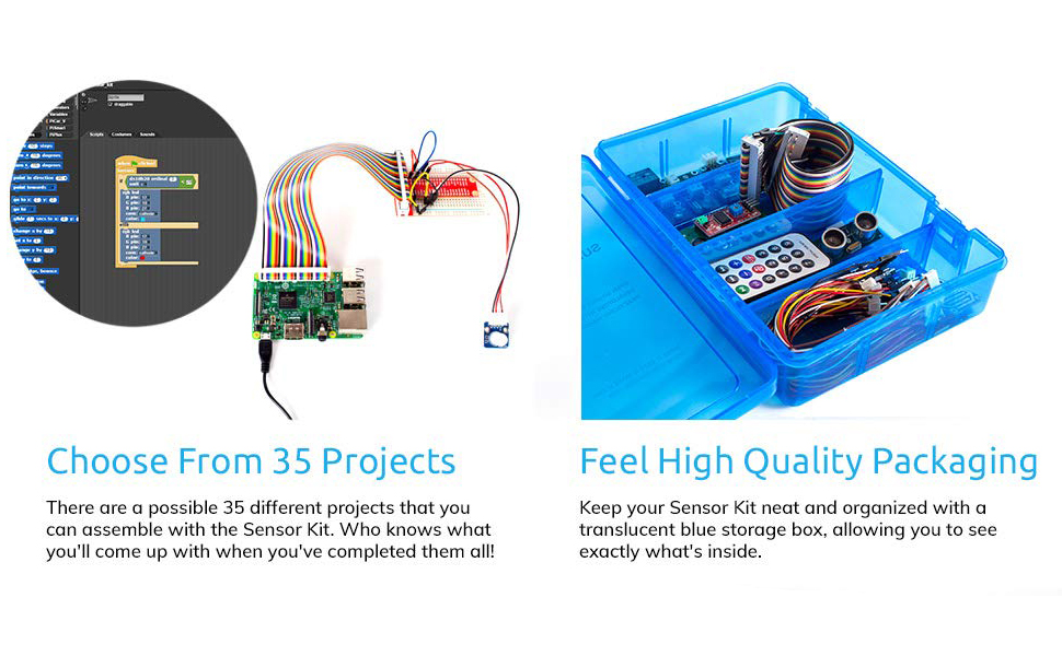 SunFounder 37 Modules Sensor Kit V2.0 for Raspberry Pi 4B 3B+ 3B 2B B+ ...
