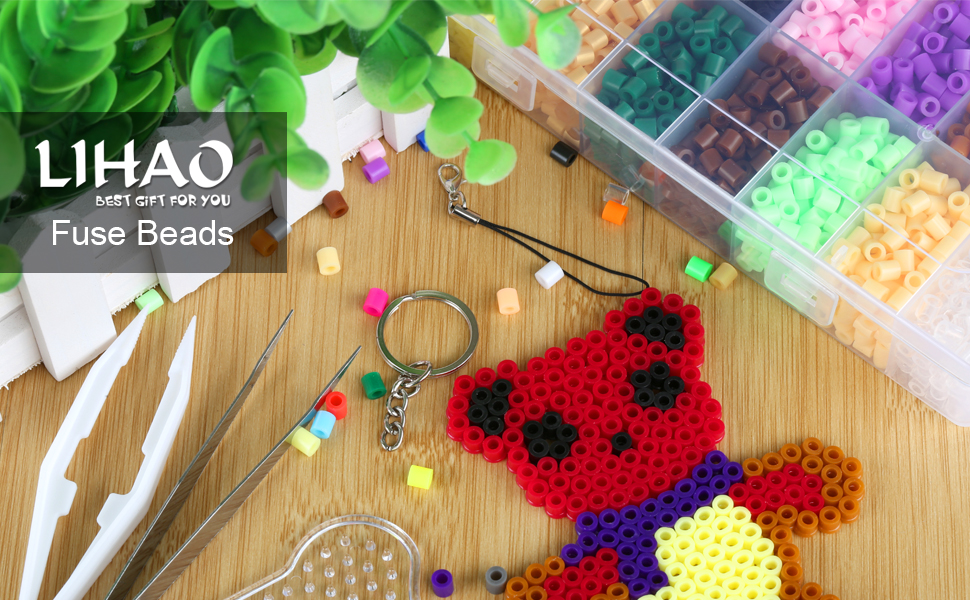 LIHAO Mini Beads 24000PCS 2.6MM DIY Fuse Beads Decoration Toys Set 24