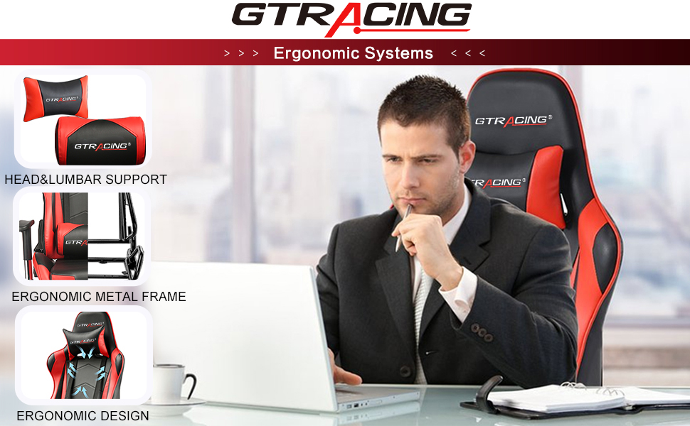 GTRACING Gaming Chair Racing Video Game Chair Ergonomic Backrest and