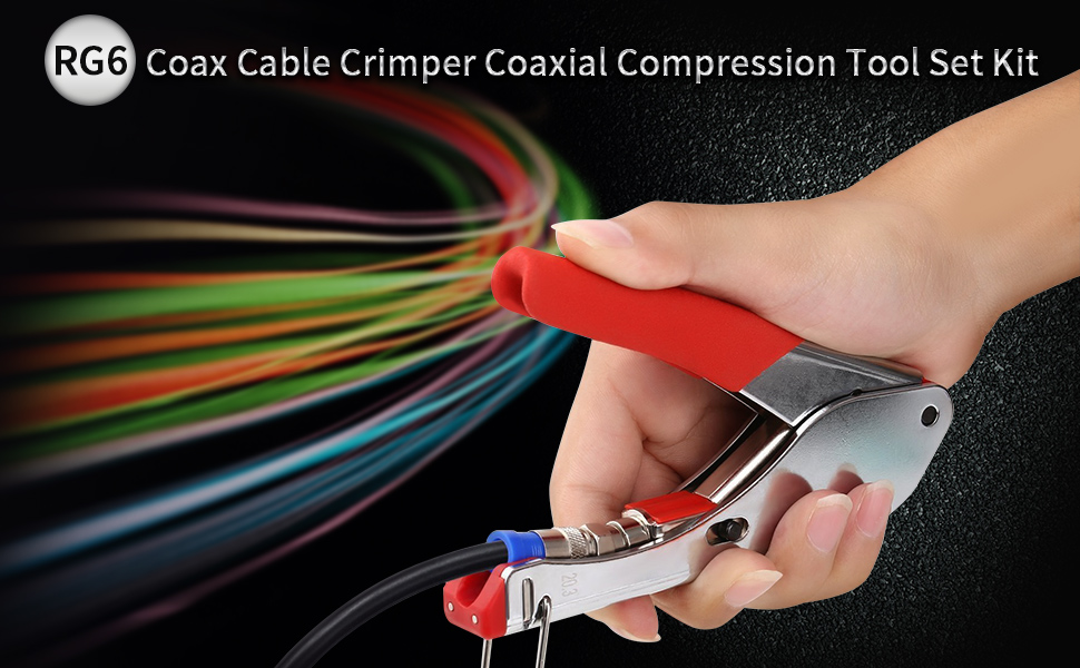 FType Coaxial Compression Tool Set, RG59 RG6 RG7 RG11 Stripper with