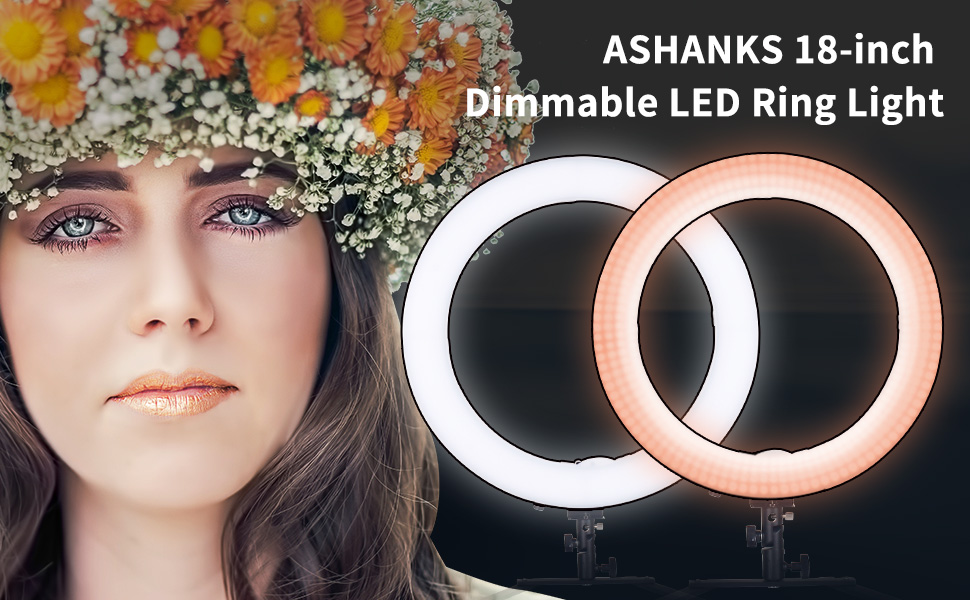 ASHANKS A18 18" Dimmable LED Ring Light with Stand