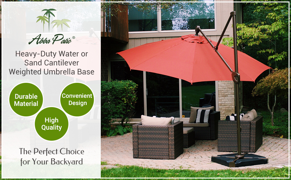 Abba Patio Cantilever Offset Umbrella Base Plate Set, Pack of 4, Black