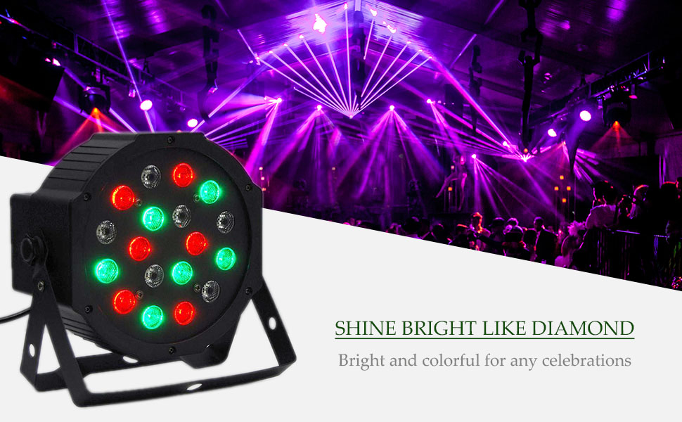 COZ LED Stage Lights, 4 Pack 18x3W RGB Par Lights, 4pcs 7 Modes DMX