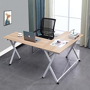 Soges L Shaped Desk Computer Desk With Mainframe Multifunctional