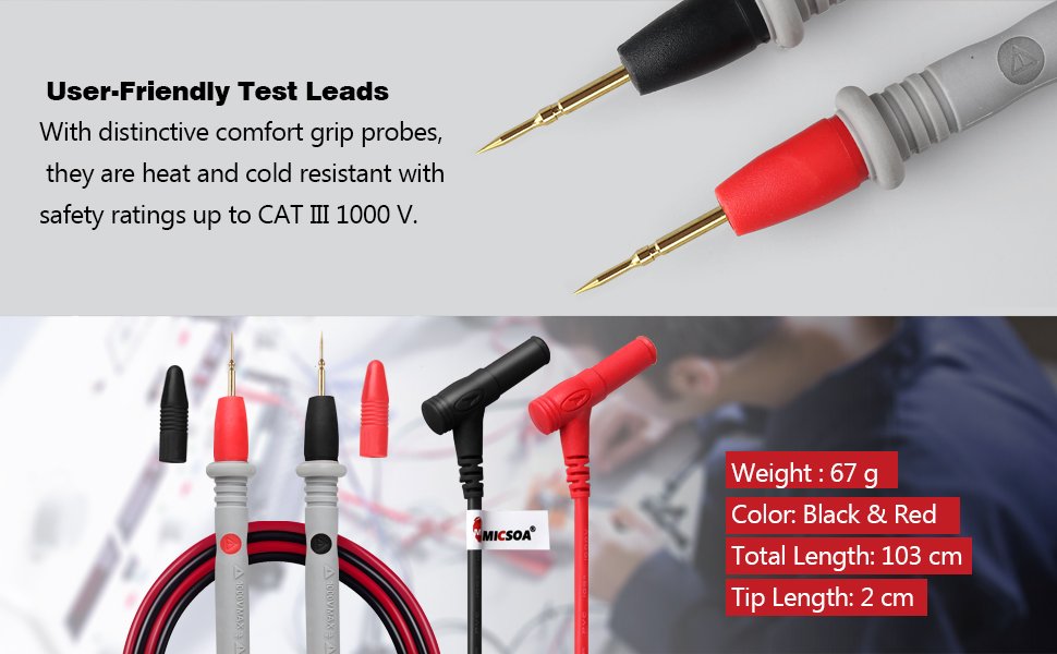 Micsoa Multimeter Test Leads Banana Plug, Digital Multimeter Probes