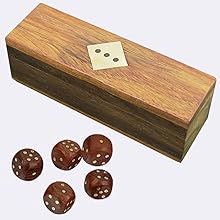 SKAVIJ Handmade Wooden 5 Dice Set with Storage Box 20MM D6 Gaming