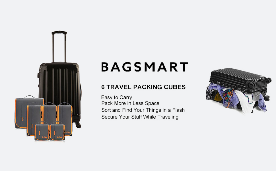 BAGSMART Packing Cubes, 6 Sets Travel Bag Cube Organizer with Framed