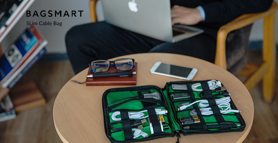 BAGSMART Slim Travel Cable Organizer Bag for Small Electronic