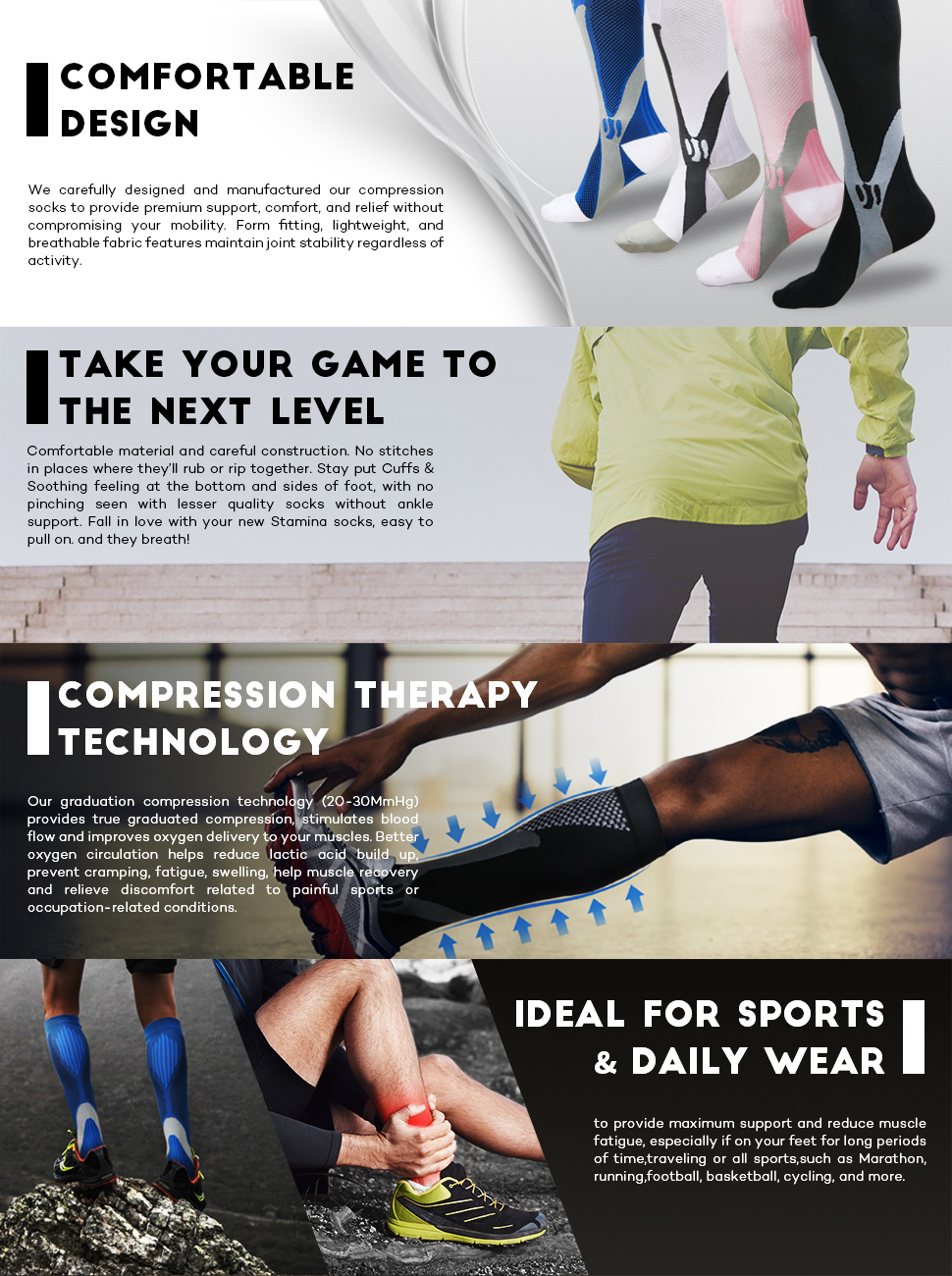 Compression Socks for Men & Women (2 Pairs), SGIN (2030 mmHg) Great