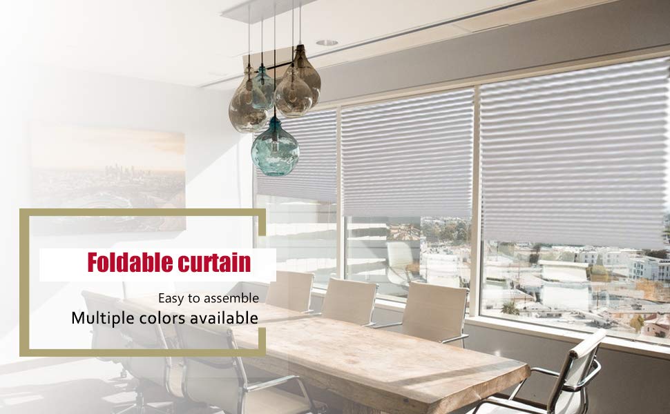 LUCKUP Temporary Blinds Cordless Light Filtering Pleated Fabric Shade