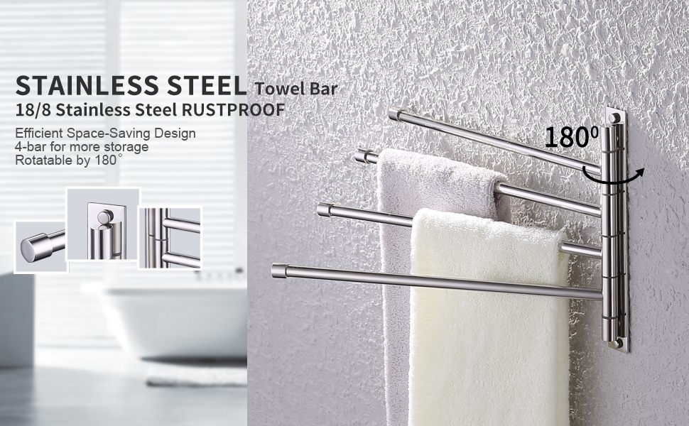 KES Bath Towel Holder Swing Out Towel Bar SUS 304 Stainless Steel