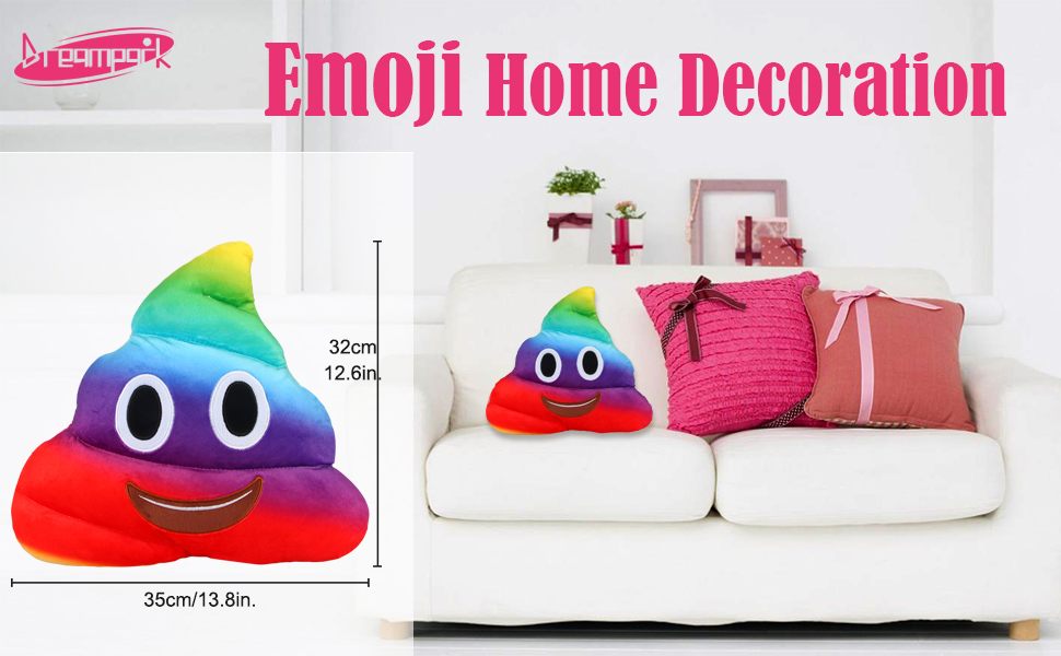 Rainbow Poop Emoji Pillow, Dreampark Plush Stuffed Cushion Soft Poo