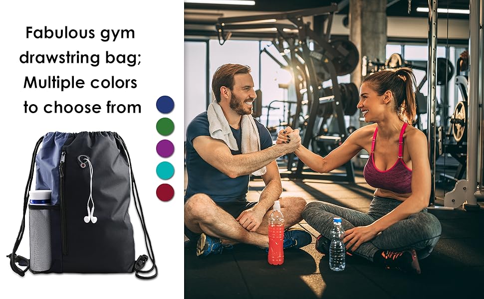 Drawstring Backpack Sports Gym Bag for Women Men Children Large Size