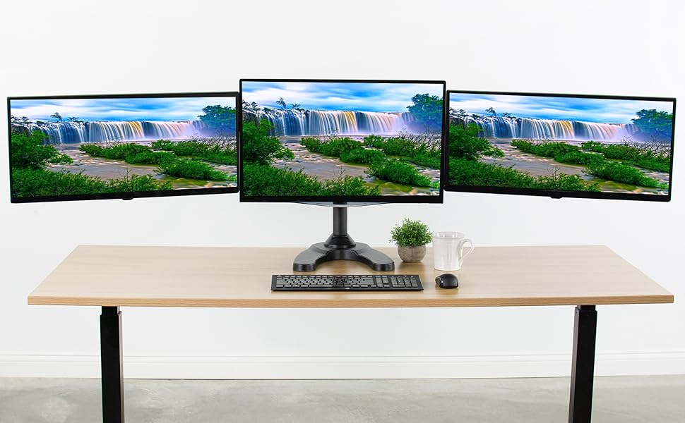 VIVO Triple LED LCD Computer Monitor Free Standing Desk Mount with Base
