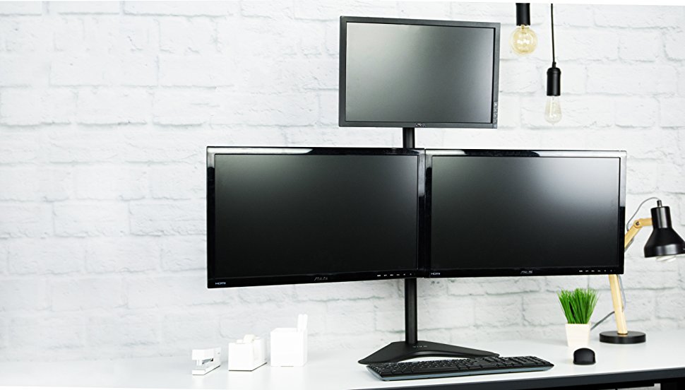 VIVO Triple LCD LED Computer Monitor Desk Stand Free Standing Heavy