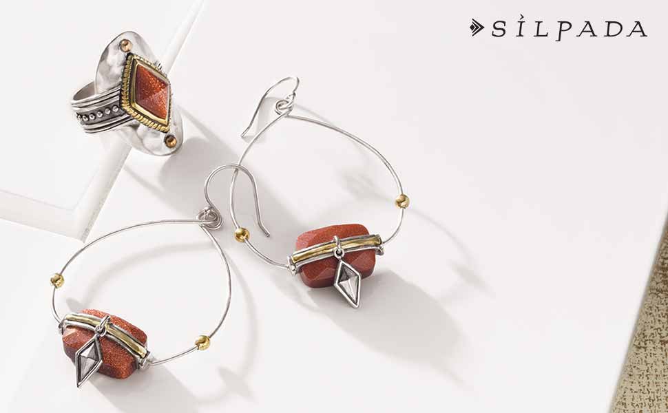 Silpada 'Warm Hues' Brass, Goldstone, and Sterling Silver Ring, Size 9 Silpada \u0027Warm Hues\u0027 Brass, Goldstone, and Sterling Silver Ring