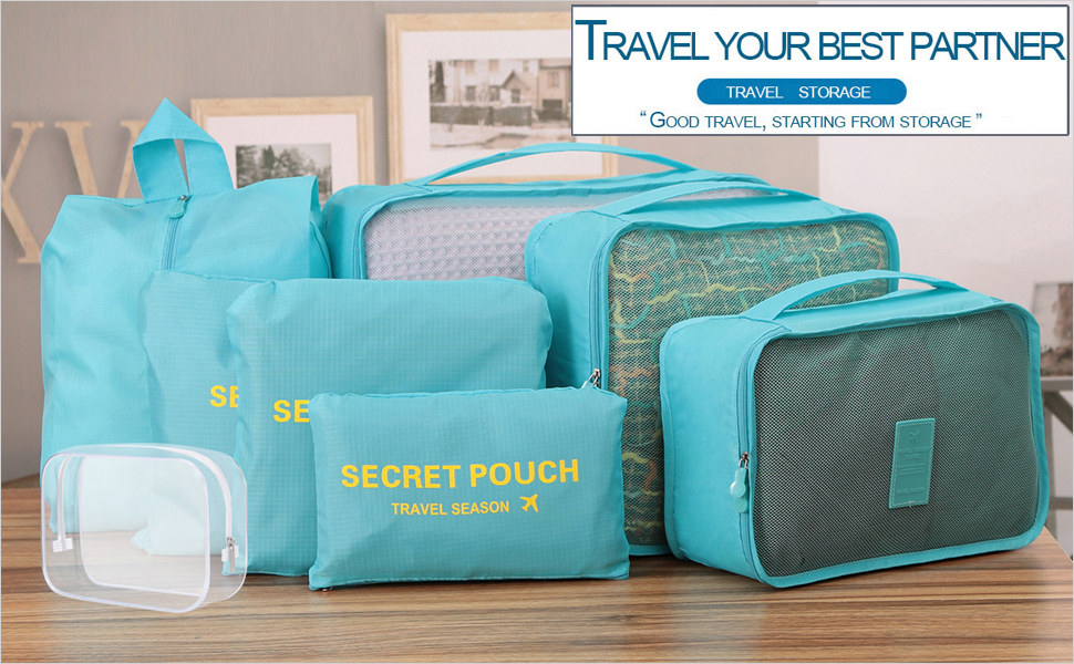 8 Set Packing Cubes KINGMAS 6 Travel Organizer Luggage Compression