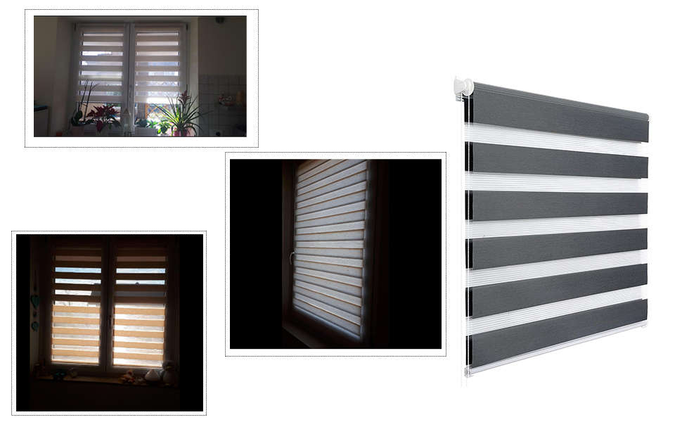 Woltu Tenda A Rullo Doppio Oscurante Per Interni Senza Foratura Avvolgibile Bianco+grigio+antracite 80x150 Cm 19 f