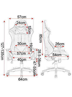 WOLTU Sedia Da Gaming Ergonomica Poltrona Da Gioco Regolabili Per Studio Ufficio Rosso 19 s