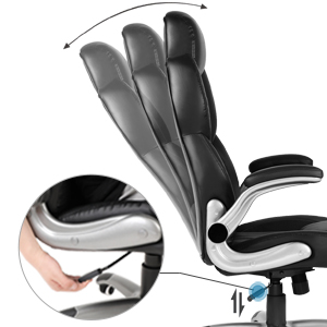 Songmics Sedia Da Ufficio, Poltrona Girevole Ergonomica, Con Braccioli Pieghevoli, Base A Stella In Nylon, Carico Massimo 150 Kg, Nero 13 3