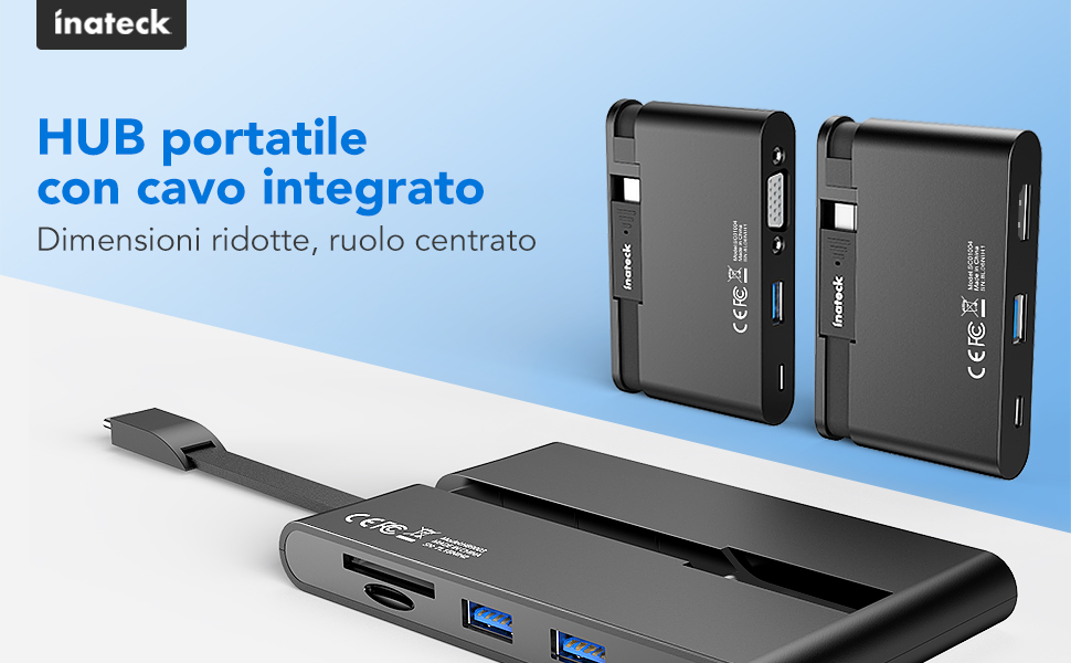 HUB portatile con cavo integrato