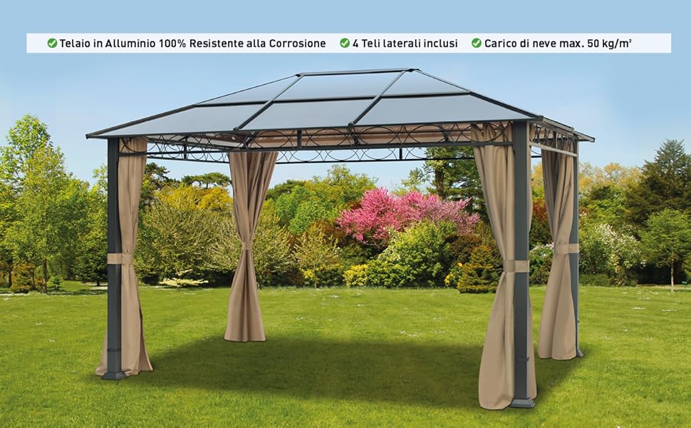 TOOLPORT Gazebo da Giardino 3x4 m 100 Impermeabile Alu Deluxe