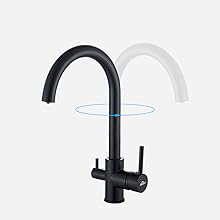 Auralum Grifos de Fregadero Negro 360° Giratorio con Aireador ...