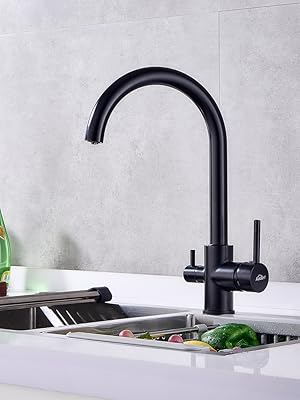 Auralum Grifos de Fregadero Negro 360° Giratorio con Aireador ...