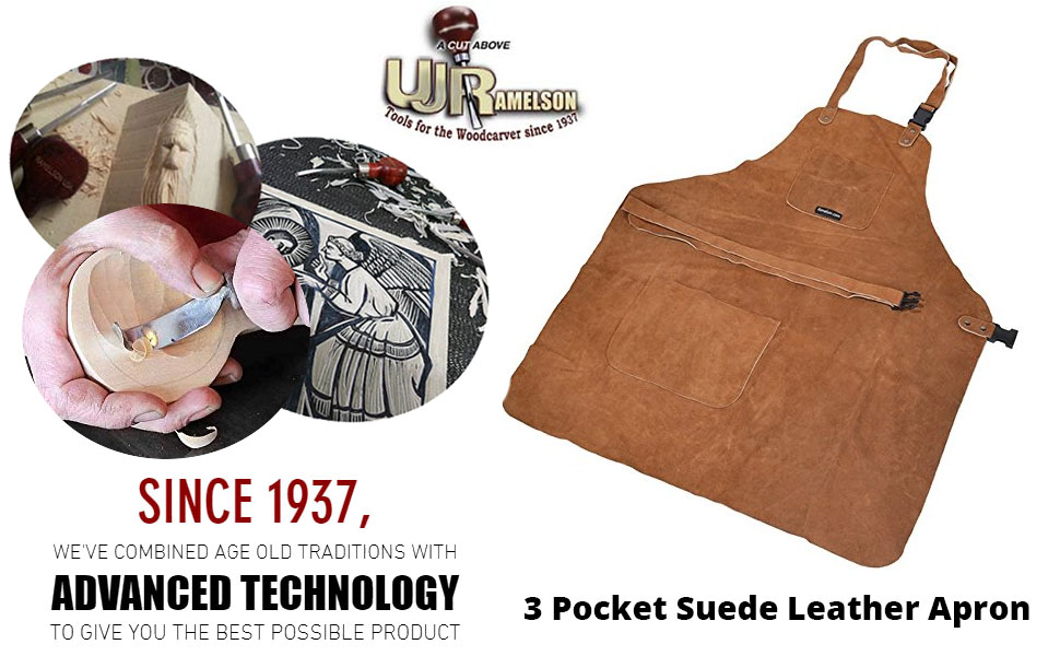 Rustic Town Genuine Leather Grill Work Apron with Tool ... 3 Pocket Suede Leather Woodcarvers Woodworkers Chasers ...
