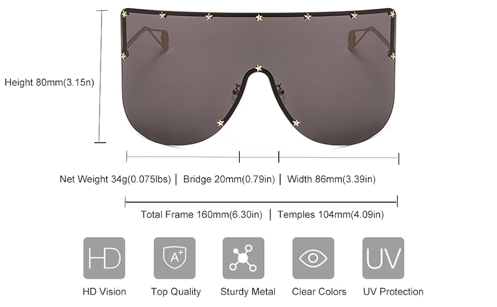 huge oversized shield sunglasses for women men