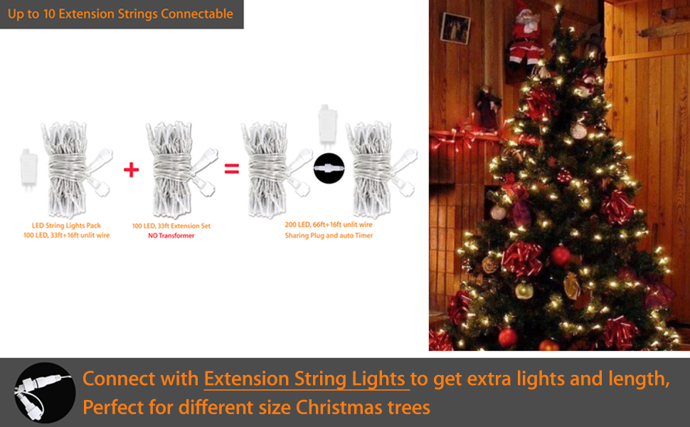 extendable string lights for christmas trees small medium large big waterproof