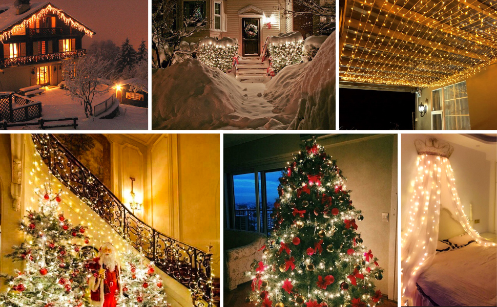 waterproof indoor outdoor warm white long led string lights Christmas 