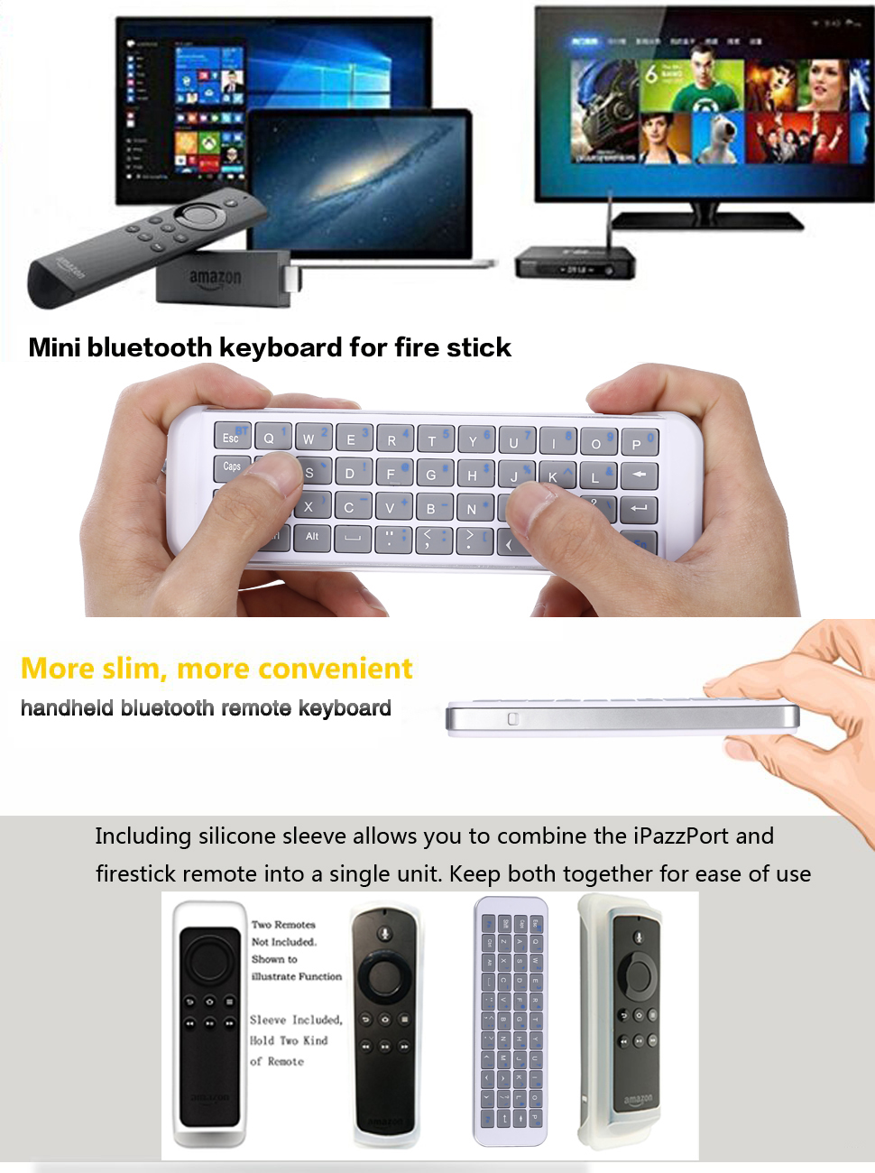 iPazzPort Mini Bluetooth Keyboard for Amazon Fire TV Cube