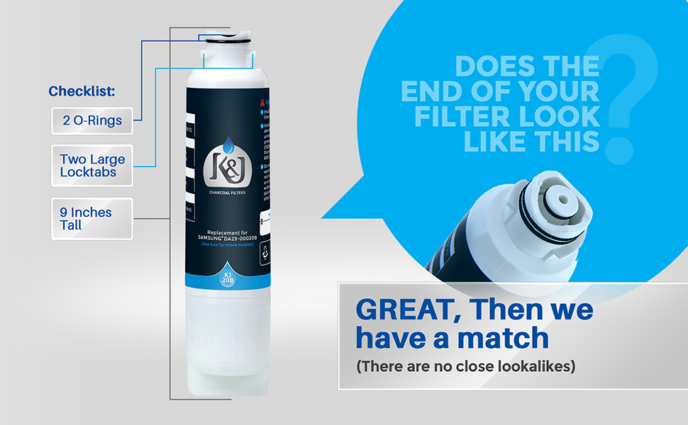 K&J Refrigerator Water Filter for DA2900020B,RF263BEAESR,Samsung HAF