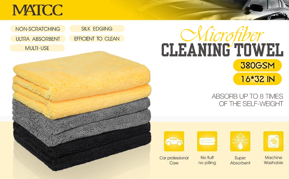 MATCC Microfiber Cleaning Cloths 6 Pack 16'' x 32