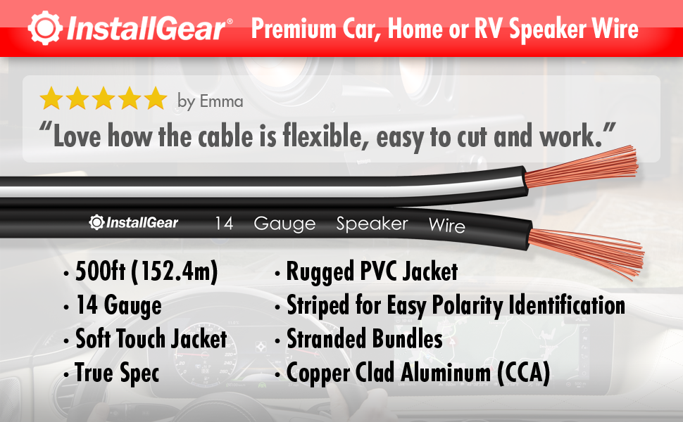 InstallGear 14 Gauge AWG Speaker Wire True Spec & Soft