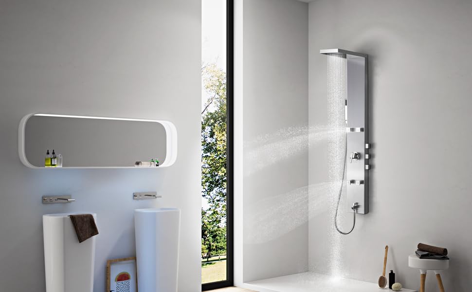 Vantory Shower Panel System Tower Column with Adjustable Massage Jets
