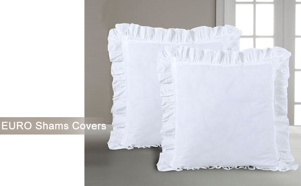 Euro Sham Covers Ruffle White Farmhouse European Sham Large