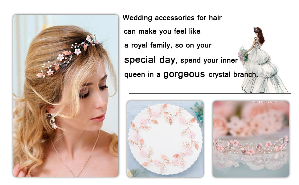 Aukmla wedding bridal hair vine headpiece headband